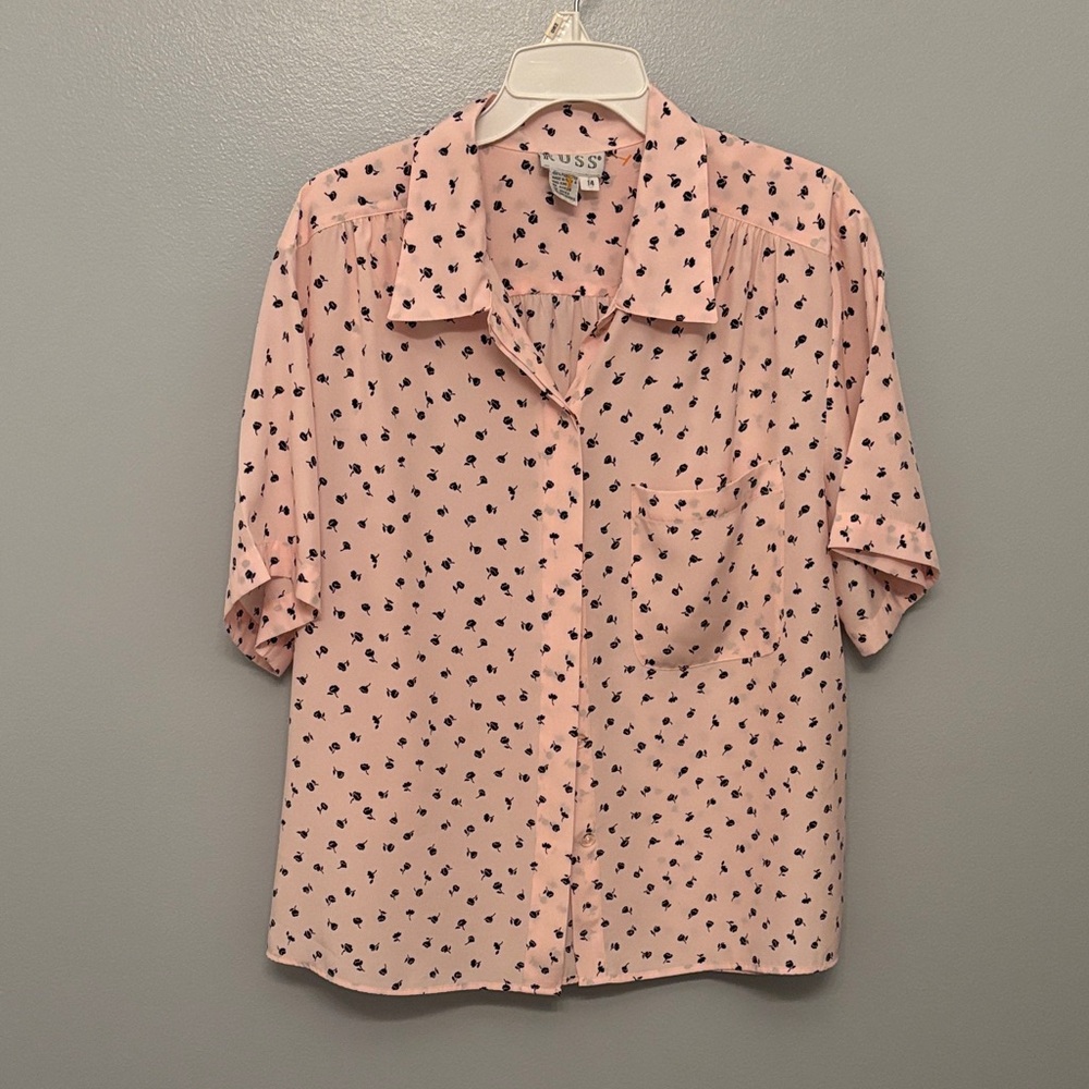 Russ Blush Button Down Shirt with Heart Motif